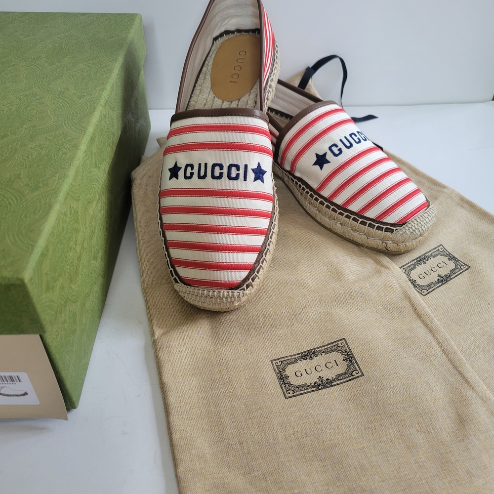 Gucci Red and White Striped Espadrilles - Picture 6 of 8